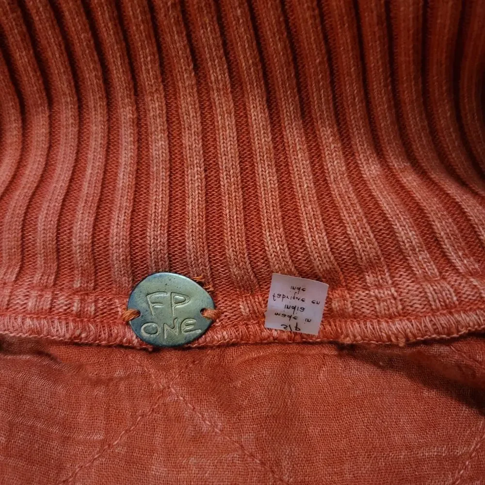 Free People Shiloh Quilted Sweatshirt Pullover‎ Zip Swing Hi Lo Size Small